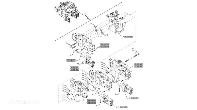 Regen zawor hydr valve element asy rh wo pb 47723762R anden hydraulisk del til New Holland T6090 T6070 traktor på hjul